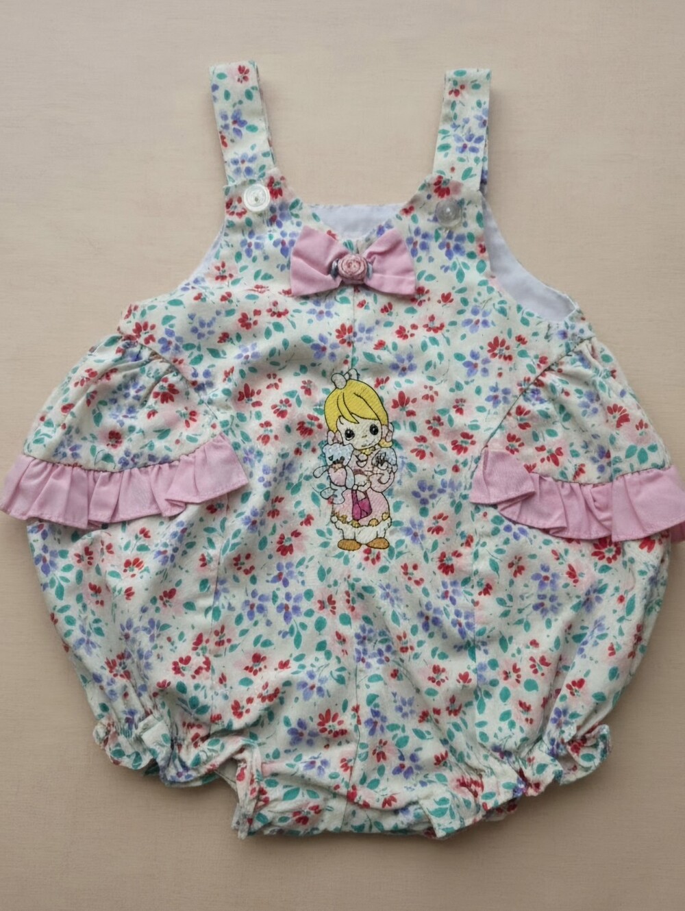 Upcycled Tiny Tots 6-9M Precious Moments Floral Bubble Romper